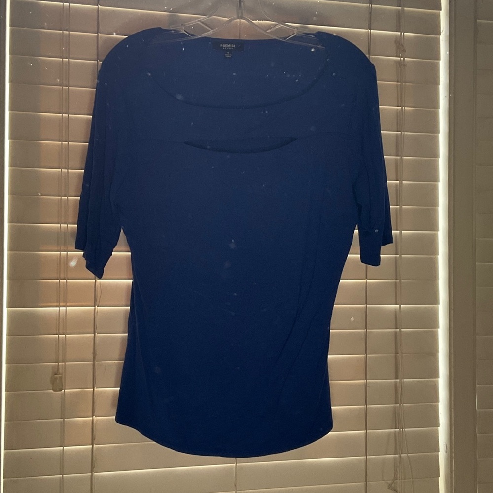 New York & Company Royal Blue Short Sleeve Top